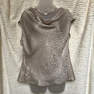 NWT Talbots Champaign/Taupe Drape Neck Top